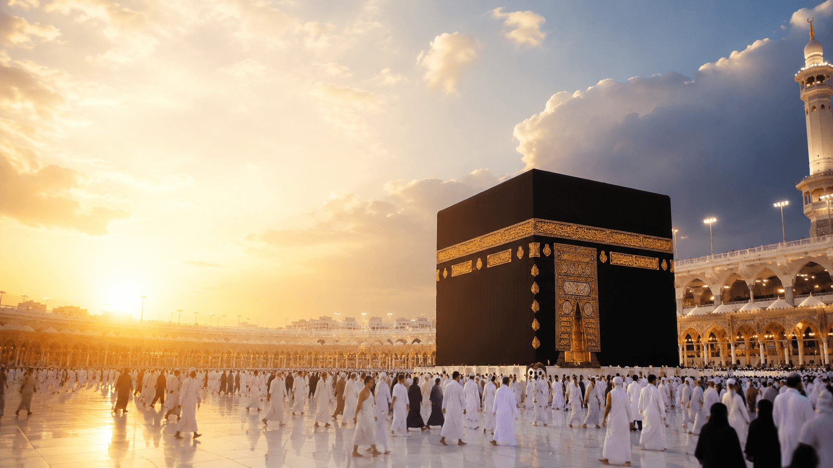 Jamaah umrah di depan Kabah